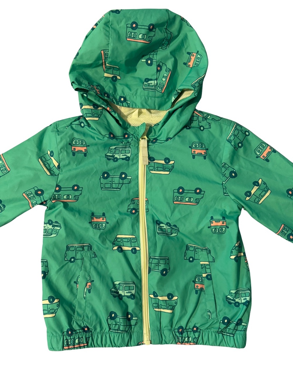 Cat & Jack - Transportation Print Full Zip Windbreaker Jacket Green 2T - Picture 7 of 10